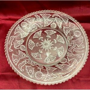 Beautiful Anchor Hocking Clear Glass Platter with Small Beaded Detail on Bottom